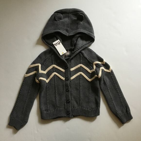 NWT Tea Collection gray hooded sweater cardigan - Picture 2 of 6